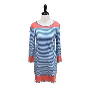 STS Sail to Sable Women's S Small Knit Sweater Dress Striped Long Sleeves Blue